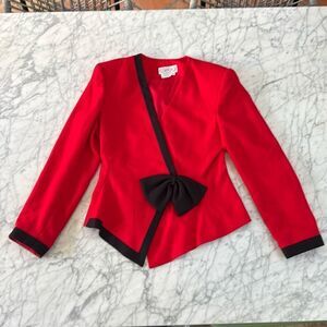 Vintage Blazer Womens Sz 6 Black Red Pointed Hem USA